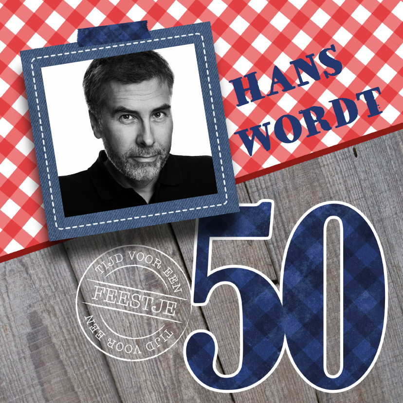 Uitnodiging verjaardagsfeest man 50 foto stoer - Uitnodigingen Uitnodigingen - Uitnodiging verjaardagsfeest man 50 foto stoer