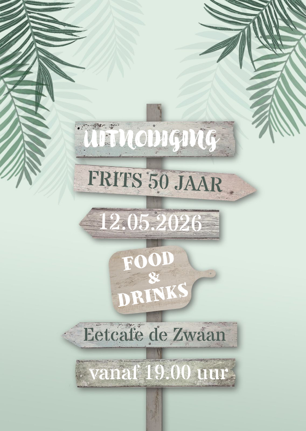 Uitnodiging wegwijsbordjes av - Uitnodigingen Uitnodigingen - Uitnodiging wegwijsbordjes av