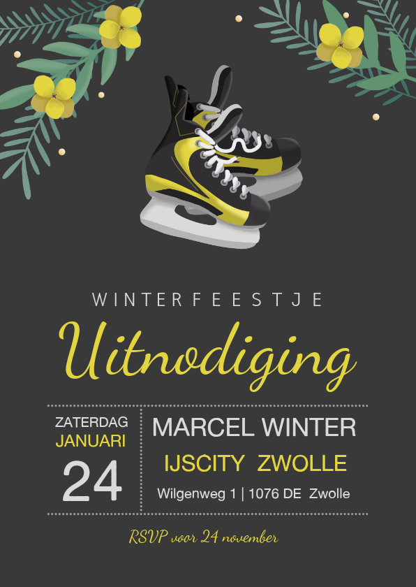 Uitnodiging winterfeest ijshockey schaatsen - Uitnodigingen Uitnodigingen - Uitnodiging winterfeest ijshockey schaatsen