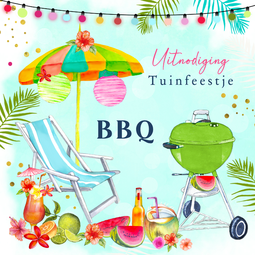 Uitnodigingskaart BBQ tuinfeestje - Uitnodigingen Uitnodigingen - Uitnodigingskaart BBQ tuinfeestje