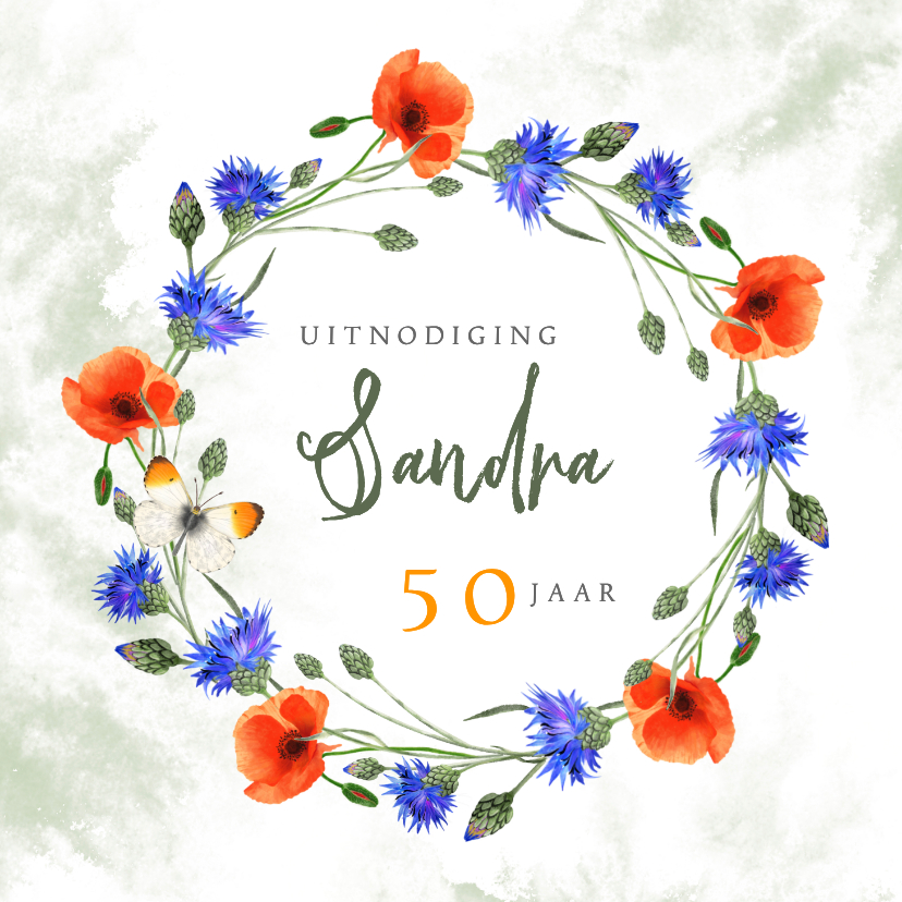 Uitnodigingskaart klaprozen en korenbloemen - Uitnodigingen Uitnodigingen - Uitnodigingskaart klaprozen en korenbloemen