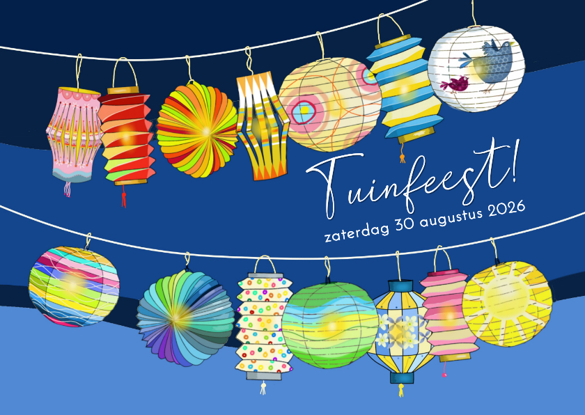 Uitnodigingskaart lampionnenslinger - Uitnodigingen Uitnodigingen - Uitnodigingskaart lampionnenslinger