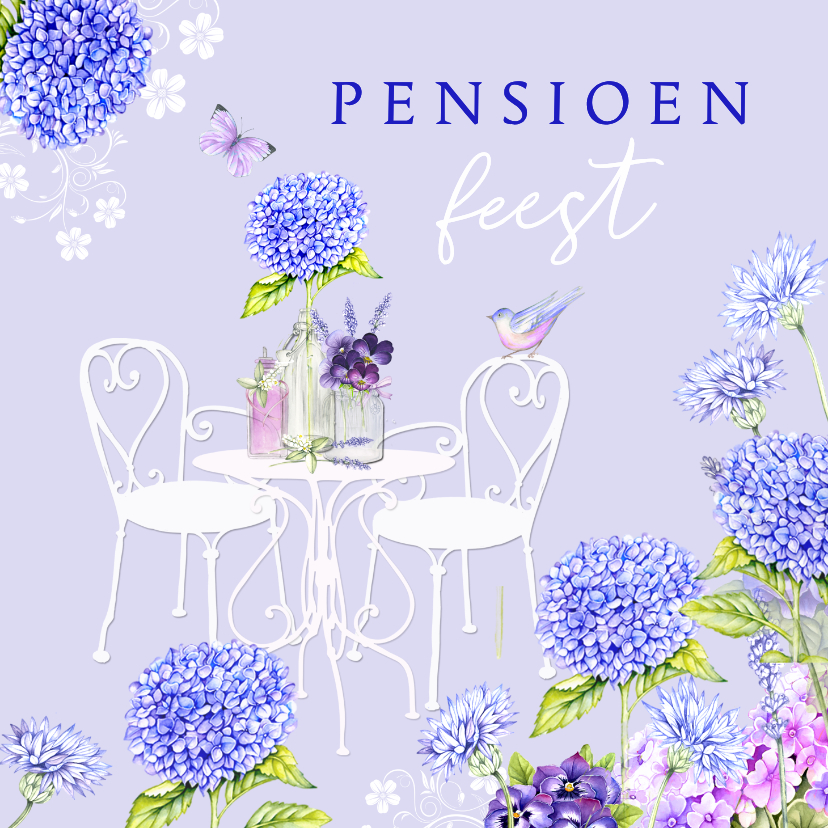 Uitnodigingskaart pensioenfeest tuinsetje - Uitnodigingen Uitnodigingen - Uitnodigingskaart pensioenfeest tuinsetje