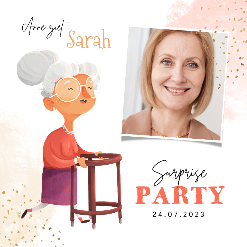 Uitnodigingskaart Sarah 50 jaar surprise grappig foto - Uitnodigingen Uitnodigingen - Uitnodigingskaart Sarah 50 jaar surprise grappig foto