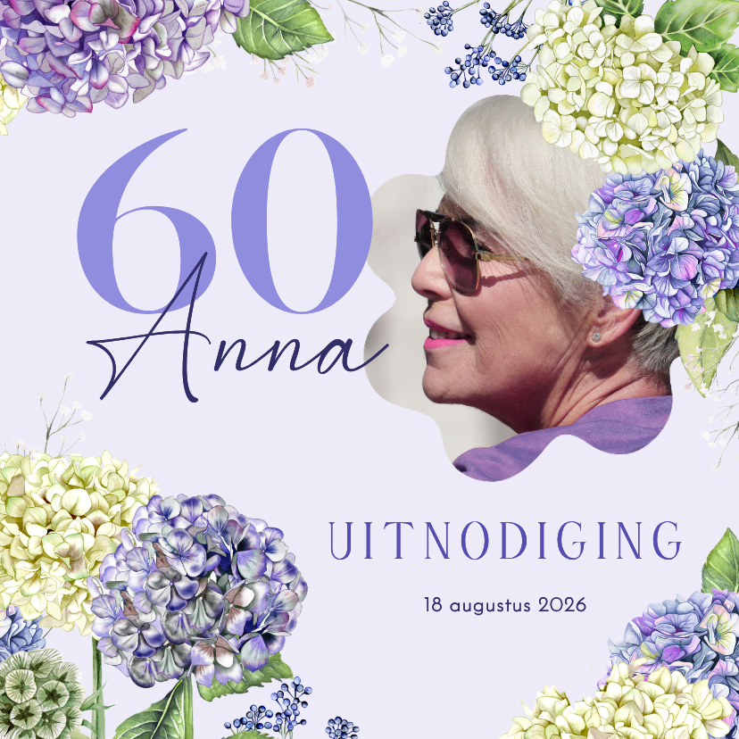 Uitnodigingskaart verjaardag met hortensiabloemen - Uitnodigingen Uitnodigingen - Uitnodigingskaart verjaardag met hortensiabloemen
