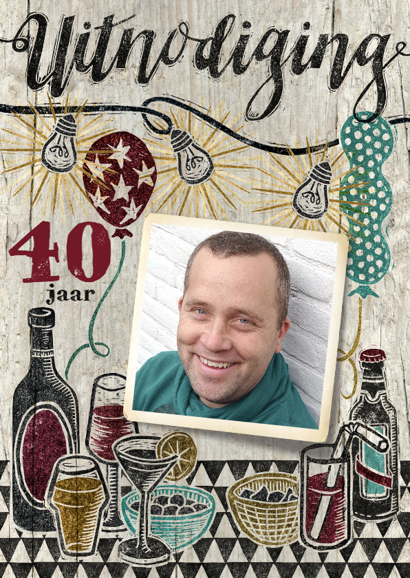 Verjaardag stempel man drank bier - Uitnodigingen Uitnodigingen - Verjaardag stempel man drank bier