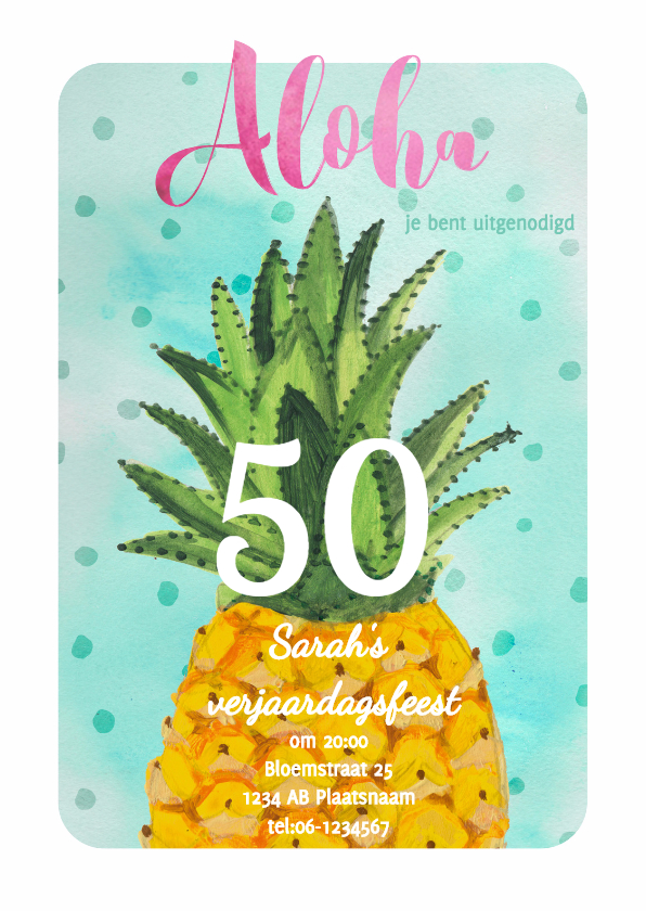 Verjaardagsfeest Ananas Jarig - Uitnodigingen Uitnodigingen - Verjaardagsfeest Ananas Jarig