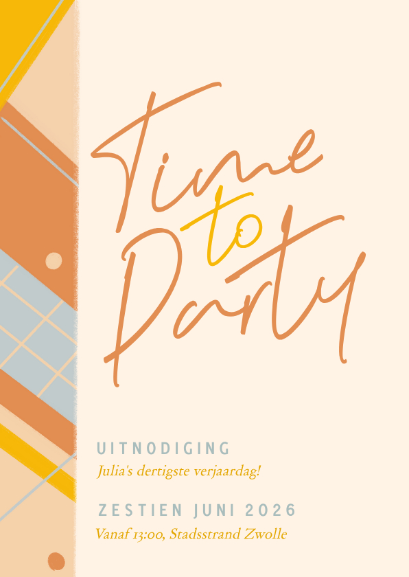 Vrolijke kleurrijke uitnodiging time to party - Uitnodigingen Uitnodigingen - Vrolijke kleurrijke uitnodiging time to party