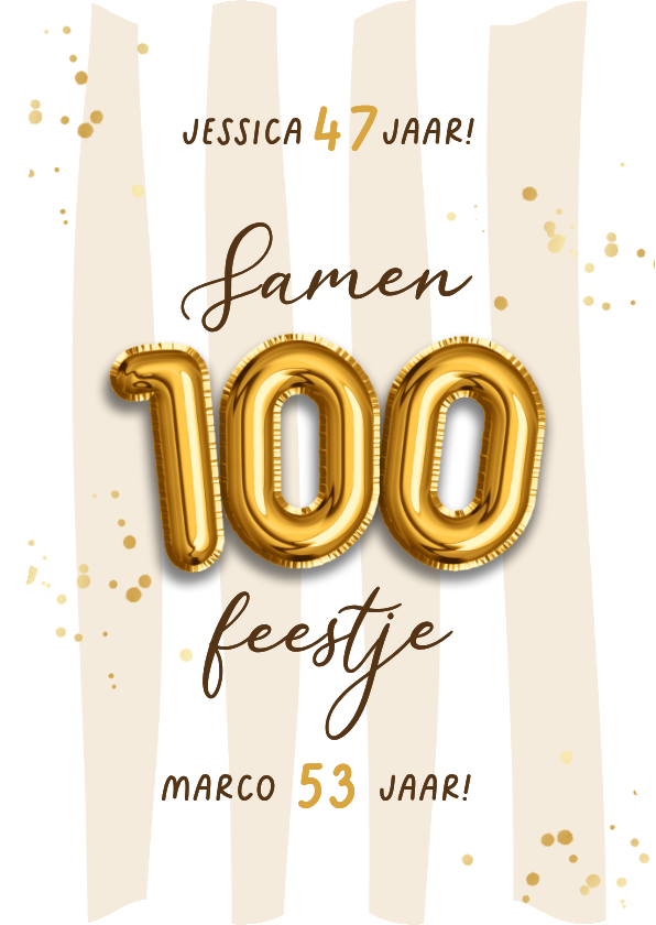 Wave uitnodigingskaart samen 100 gespreept goud ballonnen - Uitnodigingen Uitnodigingen - Wave uitnodigingskaart samen 100 gespreept goud ballonnen