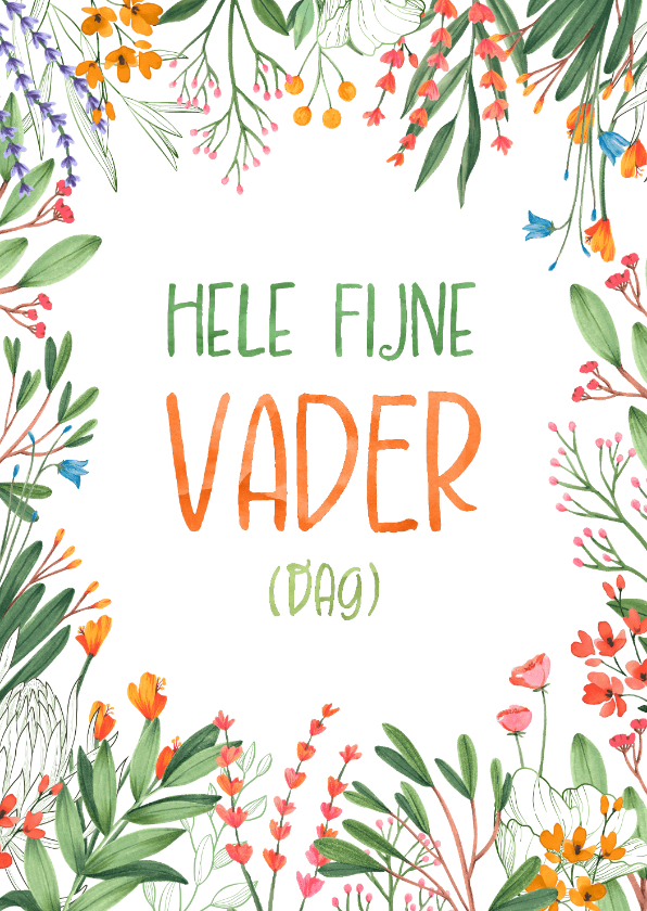 Vaderdag kaarten - Botanische kleurrijke vaderdag kaart voor hele fijne vader