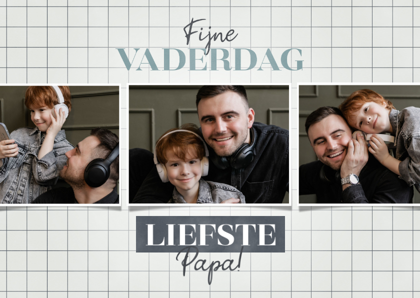 Vaderdag kaarten - Hippe fotocollage vaderdag kaart met raster en typografie