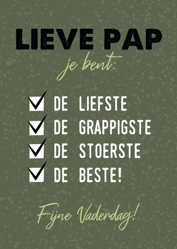 Vaderdag kaarten - Hippe vaderdag kaart "lieve pap je bent de beste!" 