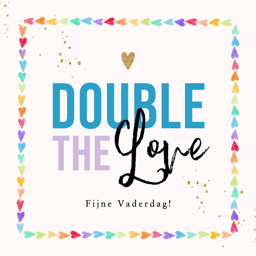 Vaderdag kaarten - Kleurrijke vaderdagkaart hartjeskader regenboog goud