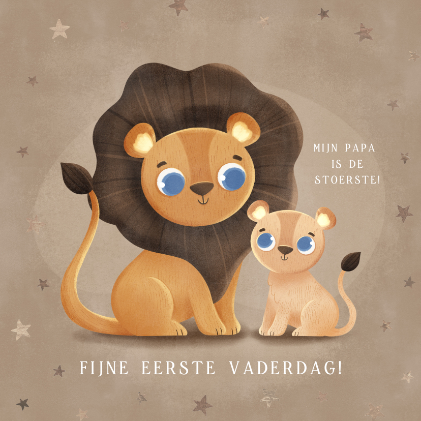 Vaderdag kaarten - Lieve vaderdagkaart met leeuwtjes eerste Vaderdag