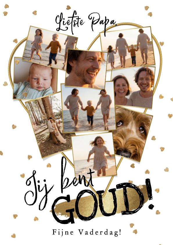 Vaderdag kaarten - Trendy vaderdagkaart collage hartvorm hartjes goud