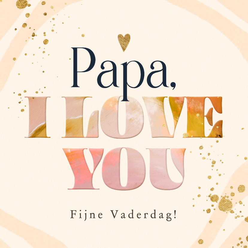 Vaderdag kaarten - Trendy vaderdagkaart kleurrijk abstract modern goud hart