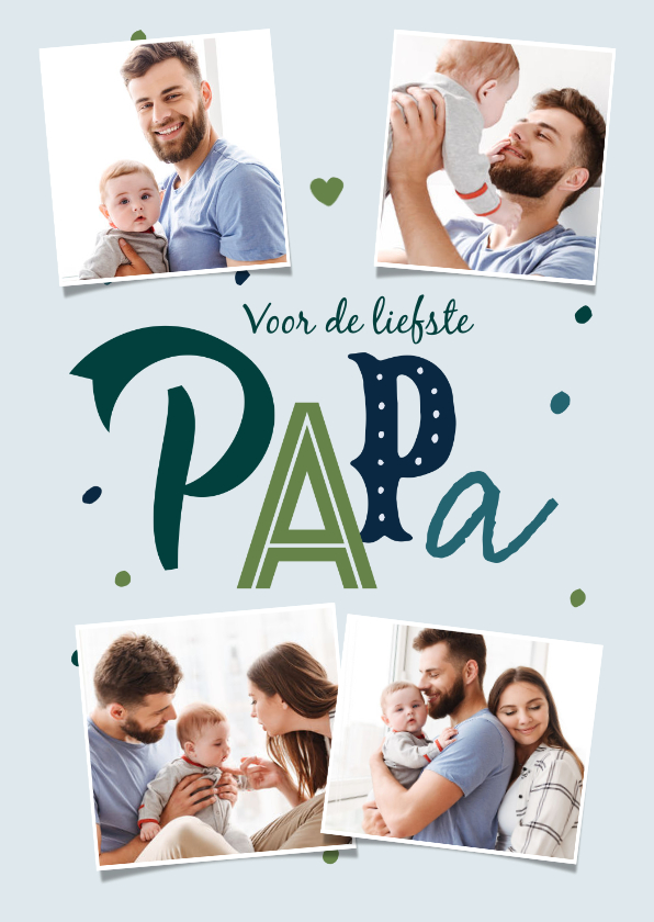 Vaderdag kaarten - Typografische fotokaart vaderdag voor de liefste papa