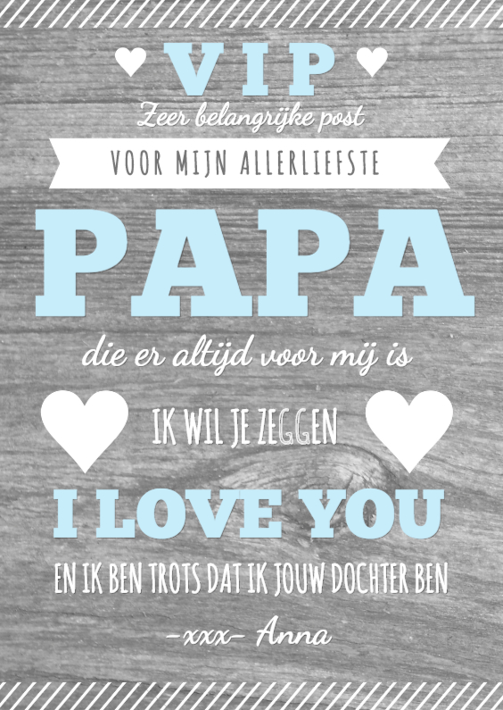 Vaderdag affiche hout tekst hartjes - Vaderdag kaarten Vaderdag kaarten - Vaderdag affiche hout tekst hartjes