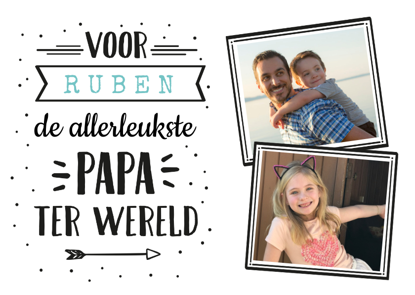 Vaderdag hippe handlettering kaart met naam en eigen foto's - Vaderdag kaarten Vaderdag kaarten - Vaderdag hippe handlettering kaart met naam en eigen foto's