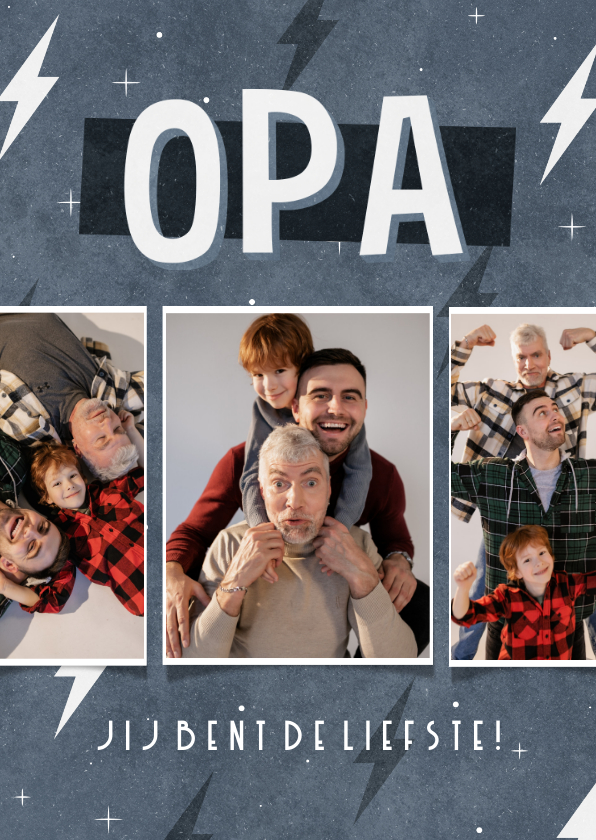Vaderdag kaart fotocollage stoer opa jij bent de liefste - Vaderdag kaarten Vaderdag kaarten - Vaderdag kaart fotocollage stoer opa jij bent de liefste