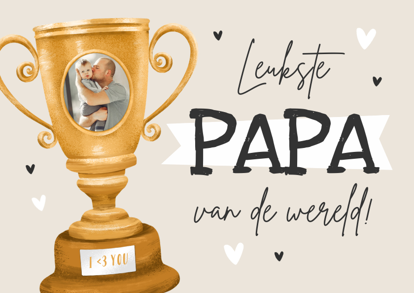 Vaderdag kaarten - Vaderdag kaart kampioen leukste papa van de wereld beker