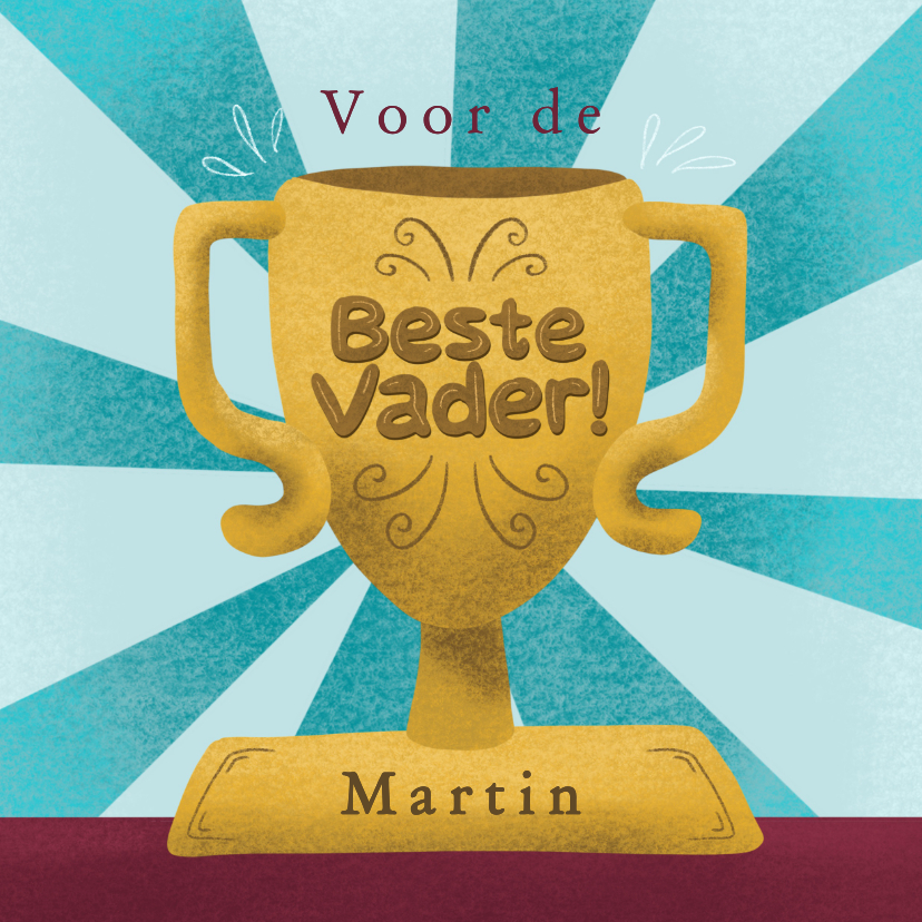 Vaderdag kaarten - Vaderdag kaart met prijsbeker en aanpasbare naam