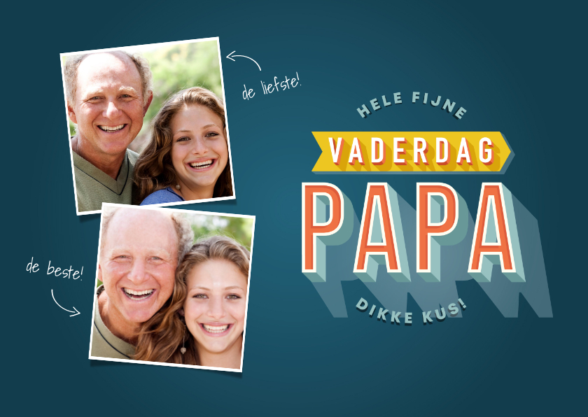 Vaderdag kaart typografie hele fijne vaderdag papa en foto's - Vaderdag kaarten Vaderdag kaarten - Vaderdag kaart typografie hele fijne vaderdag papa en foto's