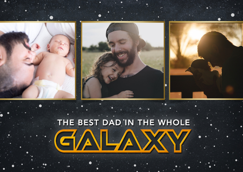 Vaderdag Sci-fi fotocollage kaart- best dad in the galaxy - Vaderdag kaarten Vaderdag kaarten - Vaderdag Sci-fi fotocollage kaart- best dad in the galaxy