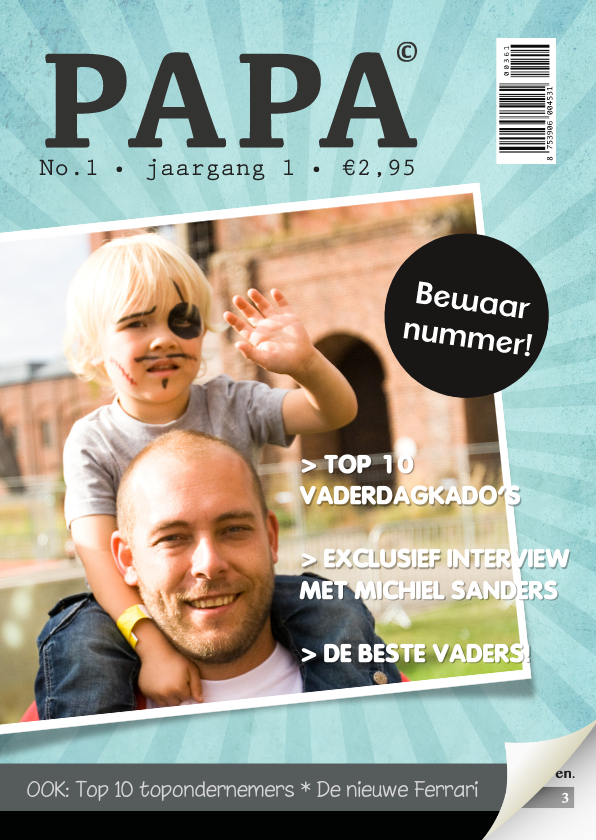 Vaderdag Tijdschrift Blauw Foto - Vaderdag kaarten Vaderdag kaarten - Vaderdag Tijdschrift Blauw Foto