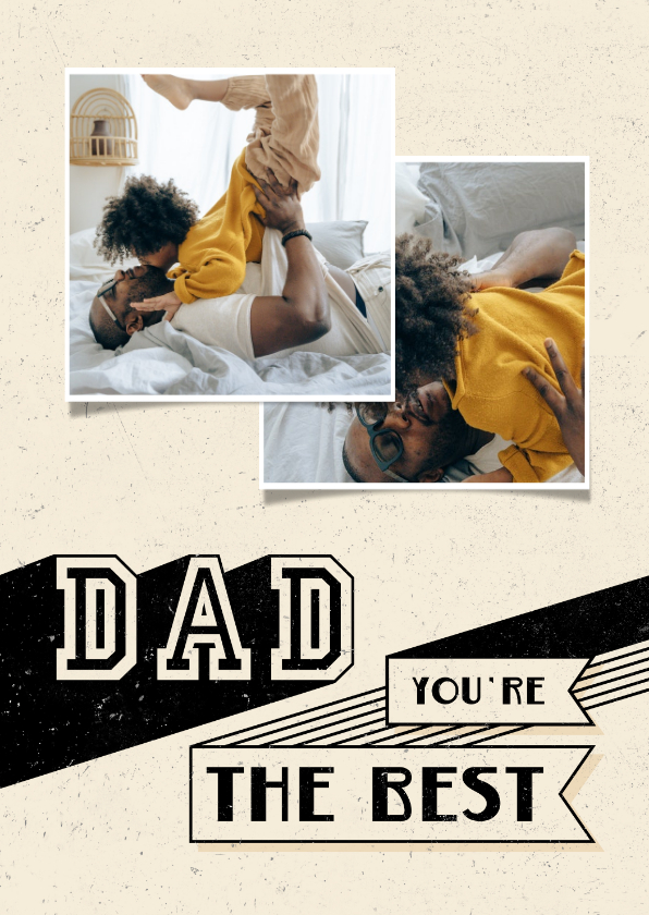 Vaderdagkaart 2 foto's DAD you're the best retro - Vaderdag kaarten Vaderdag kaarten - Vaderdagkaart 2 foto's DAD you're the best retro