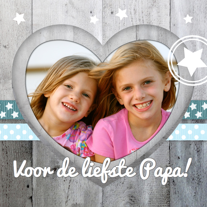 Vaderdagkaart hart hout lintjes - Vaderdag kaarten Vaderdag kaarten - Vaderdagkaart hart hout lintjes