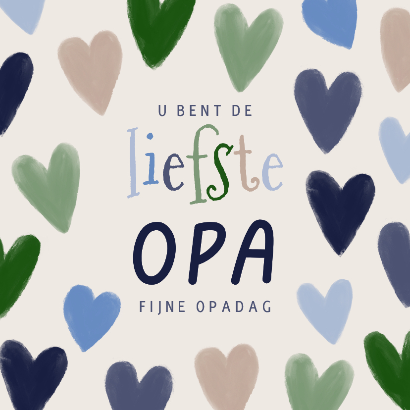Vaderdag kaarten - Vaderdagkaart liefste opa blauw groene harten