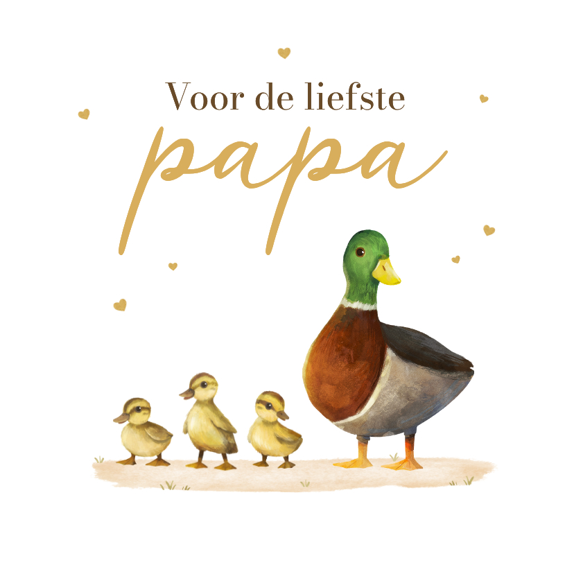Vaderdag kaarten - Vaderdagkaart liefste papa eendjes dieren kinderen