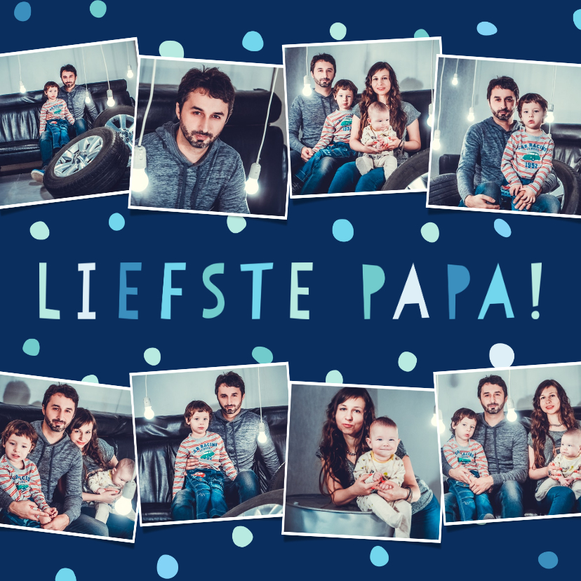 Vaderdag kaarten - Vaderdagkaart 'liefste papa' fotocollage met confetti