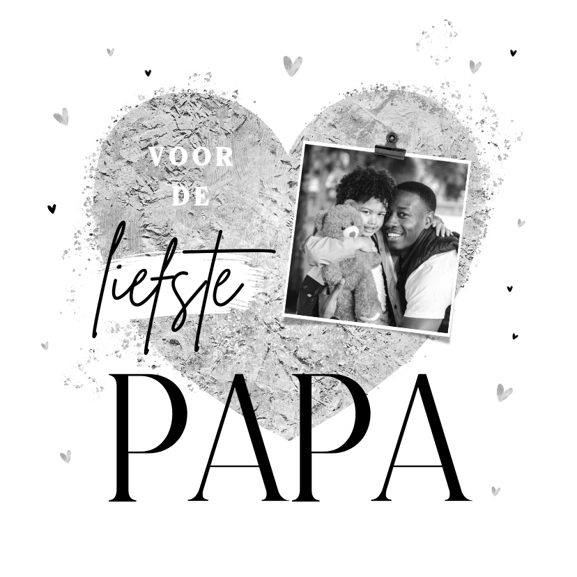 Vaderdag kaarten - Vaderdagkaart liefste papa zilver grijs hartjes foto