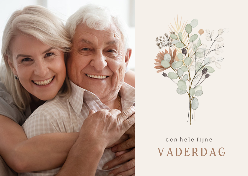 Vaderdag kaarten - Vaderdagkaart met boeket bloemen en eigen foto