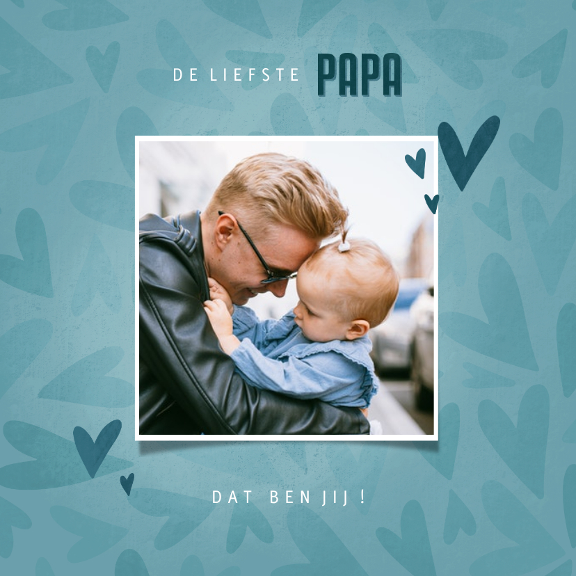 Vaderdag kaarten - Vaderdagkaart met hartjesachtergrond en foto
