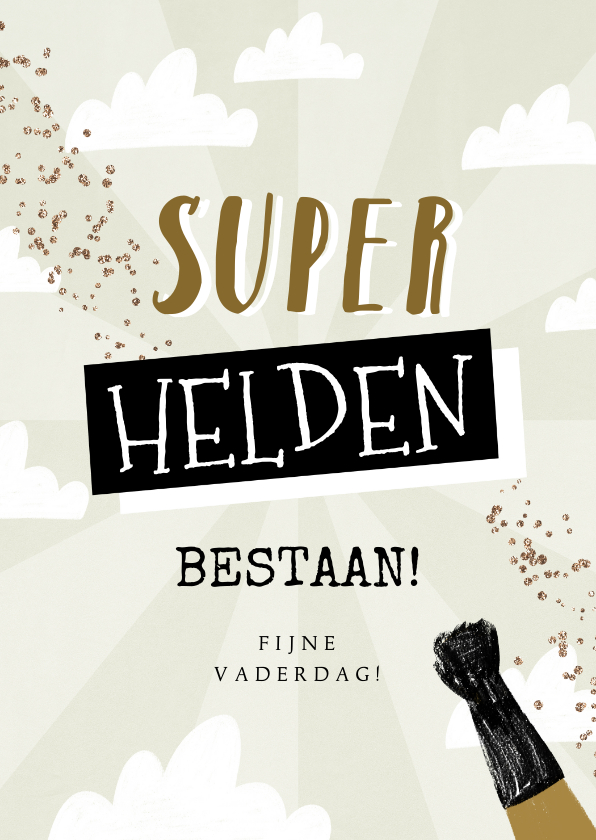 Vaderdag kaarten - Vaderdagkaart met superhelden quote en wolken