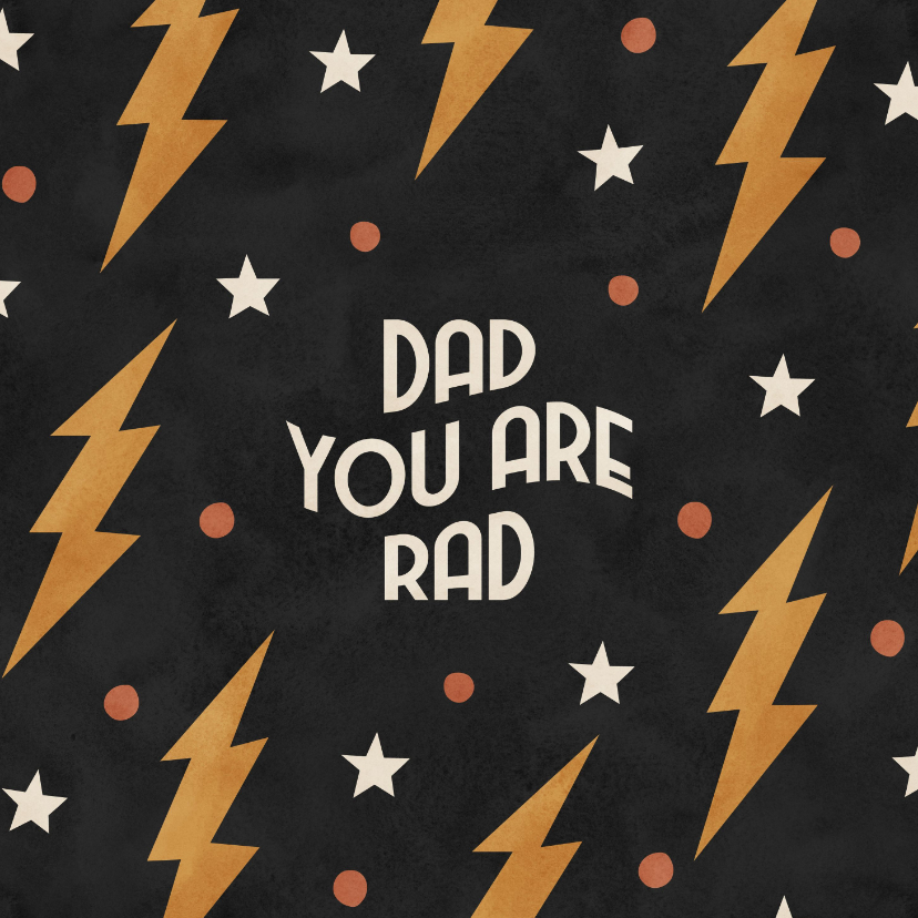 Vaderdag kaarten - Vaderdagkaart stoer 'dad you are rad' met bliksem en sterren