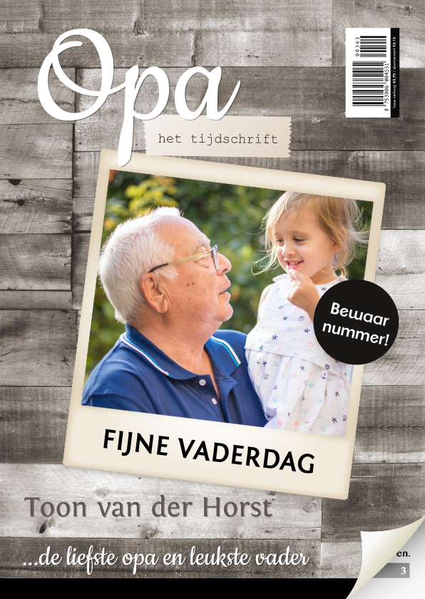 Vaderdag kaarten - Vaderdagkaart tijdschrift met houtlook achtergrond