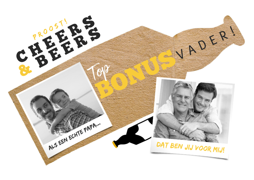 Vaderdag kaarten - Vaderdagkaart top bonusvader met biertjes en foto's