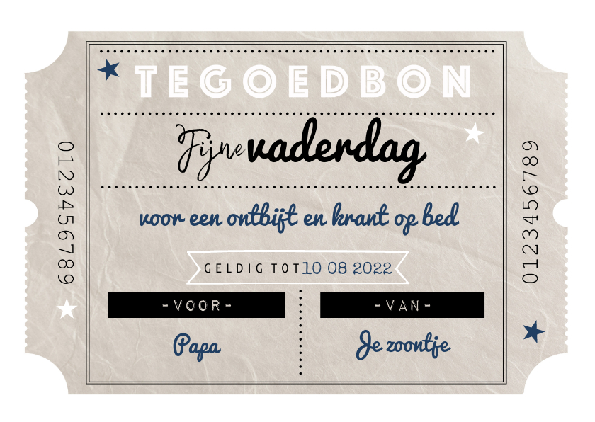 Vaderdag kaarten - Vaderdagkaart vintage tegoedbon en typografie sterren