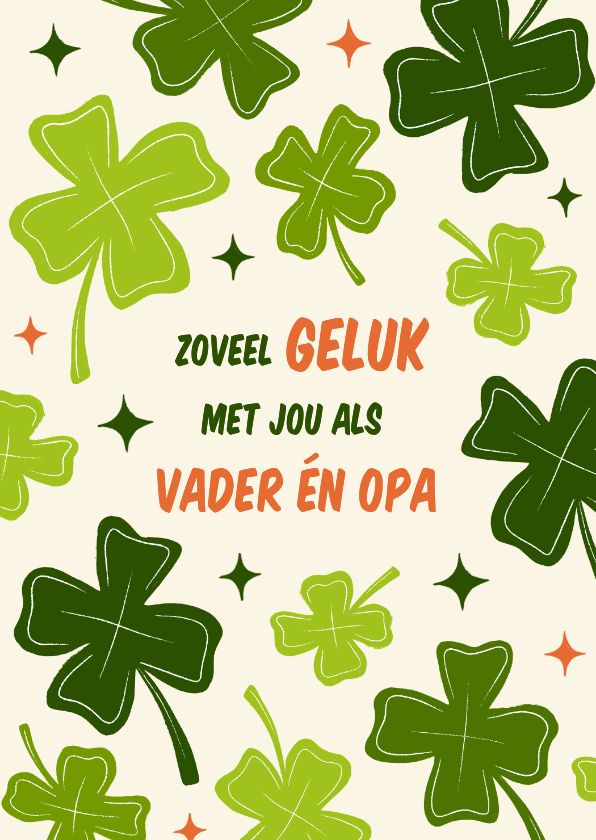 Vaderdag kaarten - Vaderdagkaart voor vader en opa met klavertjes vier