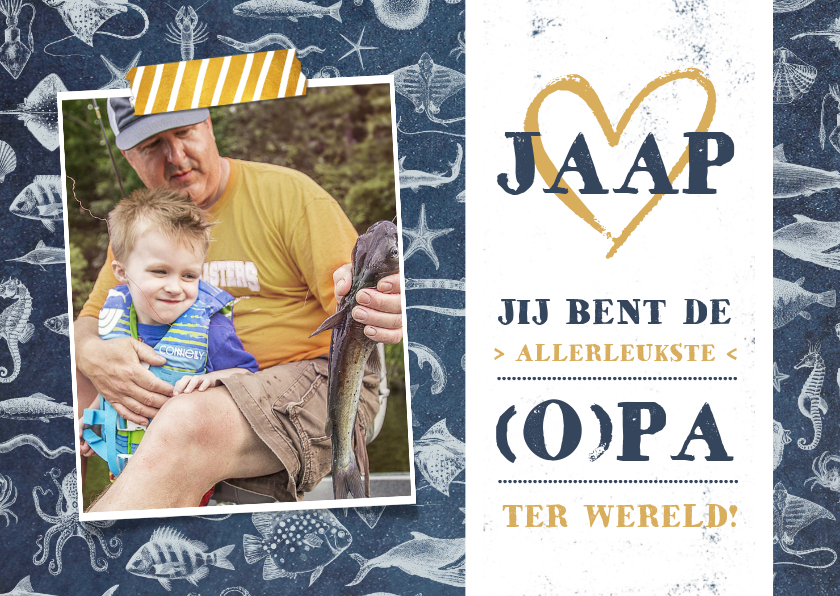 Vaderdag kaarten - Vaderdagkaart voor vader of opa met vissen thema