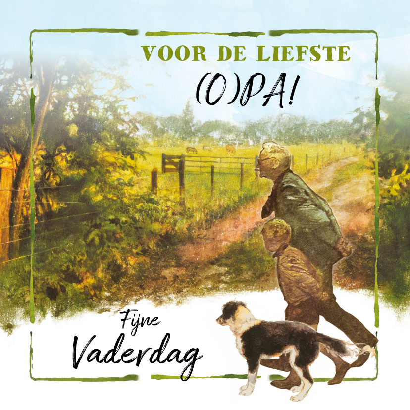 Vaderdag kaarten - Vaderdagkaart wandelen met (o)pa