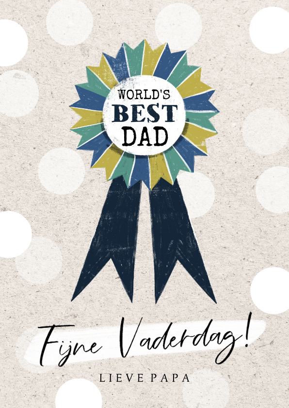 Vaderdag kaarten - Vaderdagkaart 'World's Best Dad' met kleurrijk lint