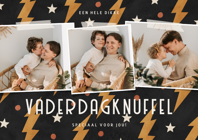 Vaderdag kaarten - Vaderdagknuffel fotocollage met bliksem en sterren