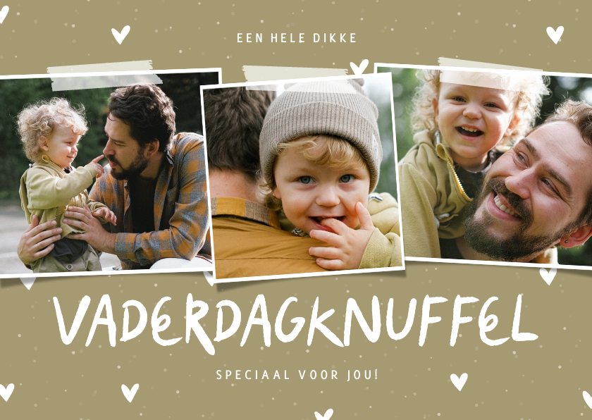 Vaderdagknuffel fotocollage met hartjes aanpasbaar - Vaderdag kaarten Vaderdag kaarten - Vaderdagknuffel fotocollage met hartjes aanpasbaar