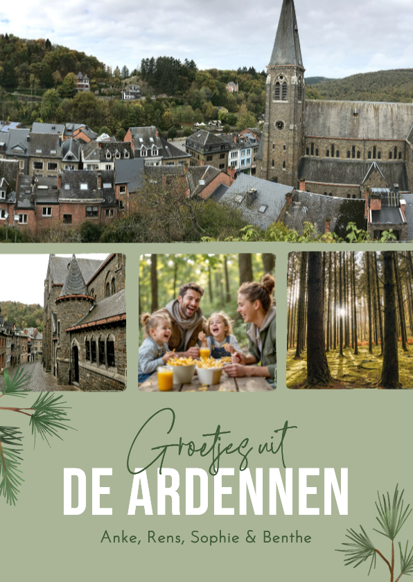 Ansichtkaart foto's groetjes uit ardennen dennentakjes - Vakantiekaarten Vakantiekaarten - Ansichtkaart foto's groetjes uit ardennen dennentakjes