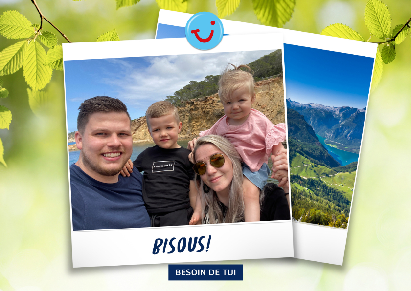 Carte de vacances montagnes avec bisous de et votre photo - Vakantiekaarten Vakantiekaarten - Carte de vacances montagnes avec bisous de et votre photo
